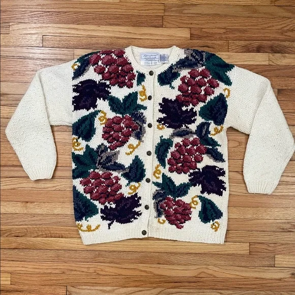 Vintage | Sweaters | Vintage Handknit Grape Cardigan | Poshmark